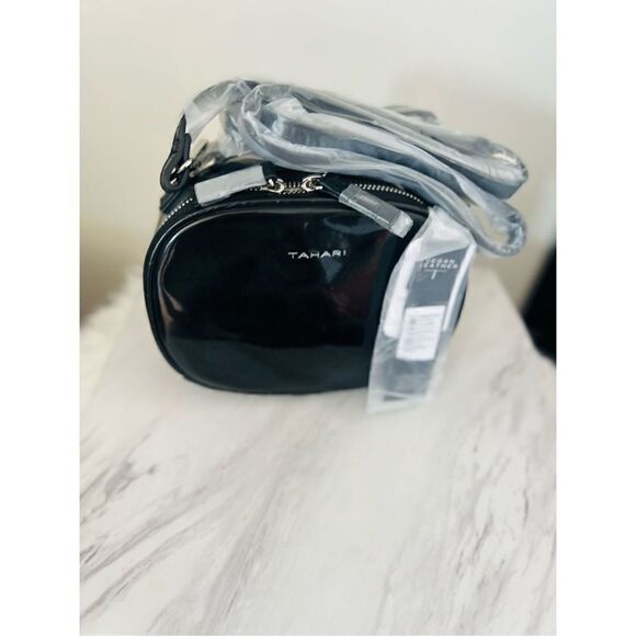 TAHARI Laguna Crossbody Bag, Vegan Patent Leather, Black, Adjustable Strap, NWT - Picture 14 of 16
